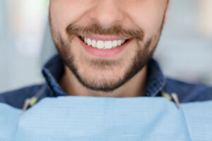Closeup of man dental clinic patient white healthy smile